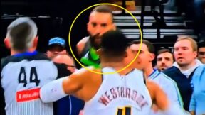 Russell Westbrook confronting Rudy Gobert