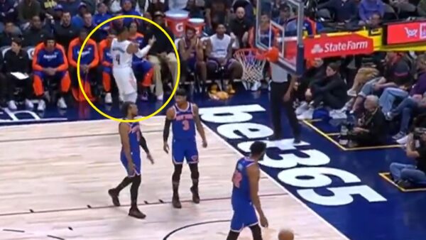 Russell Westbrook flipping off the Knicks bench