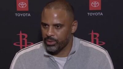 Ime Udoka at a press conference