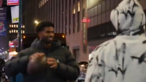 Shedeur Sanders and Malik Nabers play catch in New York City streets