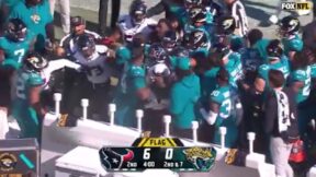 Texans and Jaguars players fight on the sideline