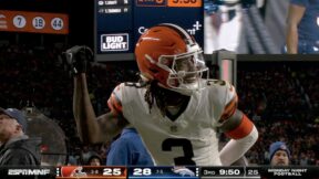 Browns wide receiver Jerry Jeudy taunting Broncos fans