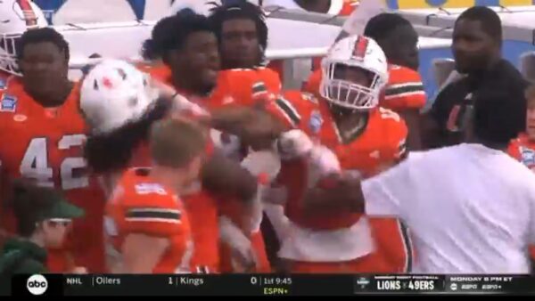 Miami Hurricanes players fighting