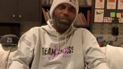 Randy Moss in a sweatshirt