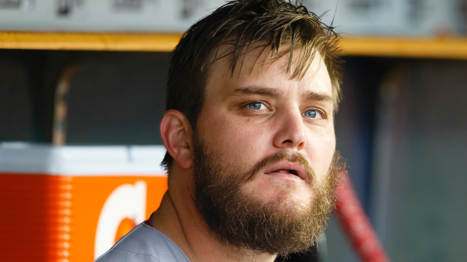 Wade Miley sitting in the dugout