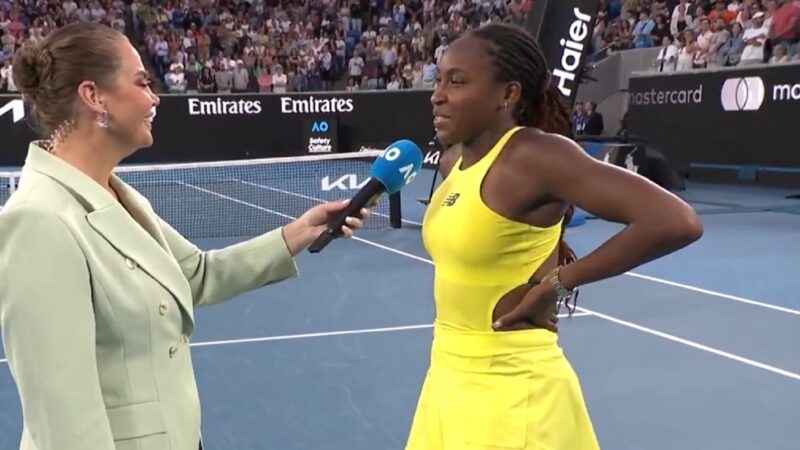 Coco Gauff in a yellow outfit