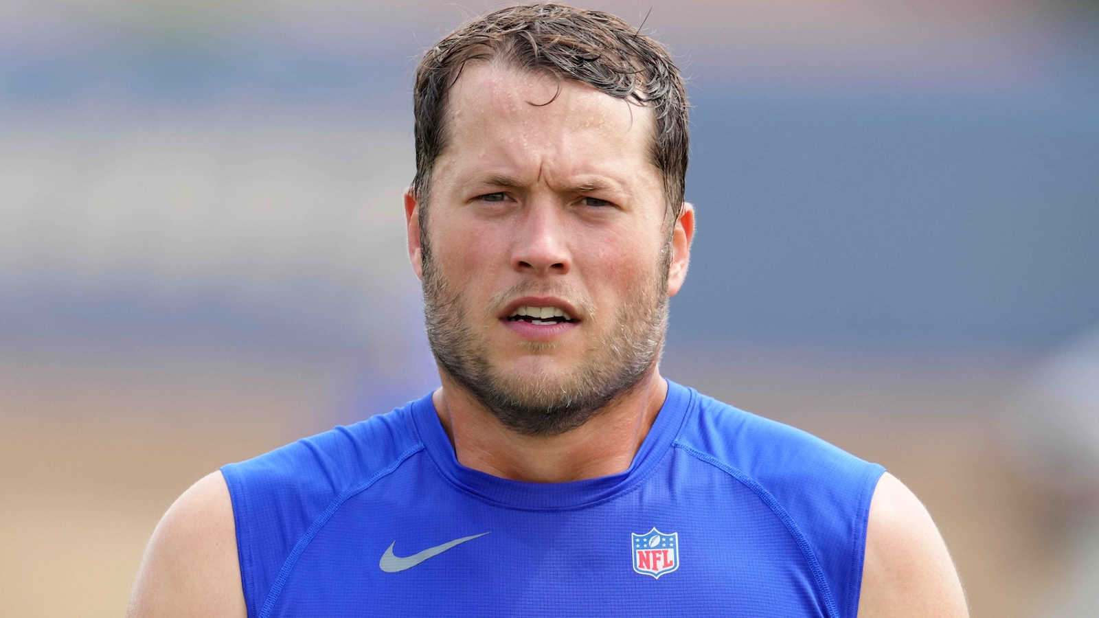 Matthew Stafford looks on