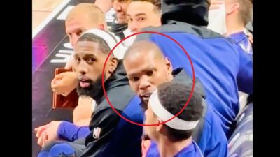 Kevin Durant with a shocked look on his face