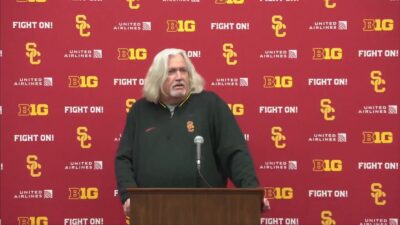 Rob Ryan at a USC press conference