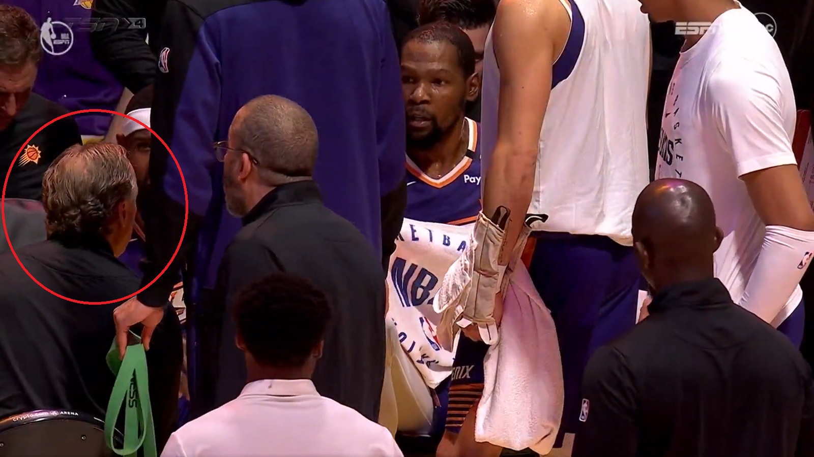 Kevin Durant and Mike Budenholzer argue