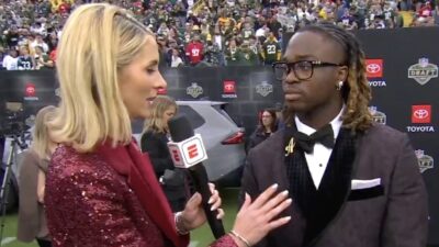 Ashton Jeanty interviewed by Laura Rutledge at the NFL Draft
