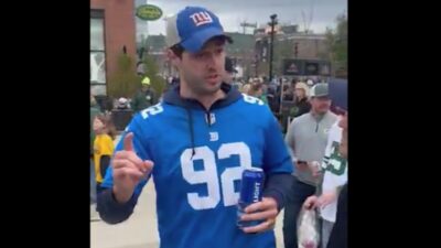 A drunk Giants fan gives his draft prediction