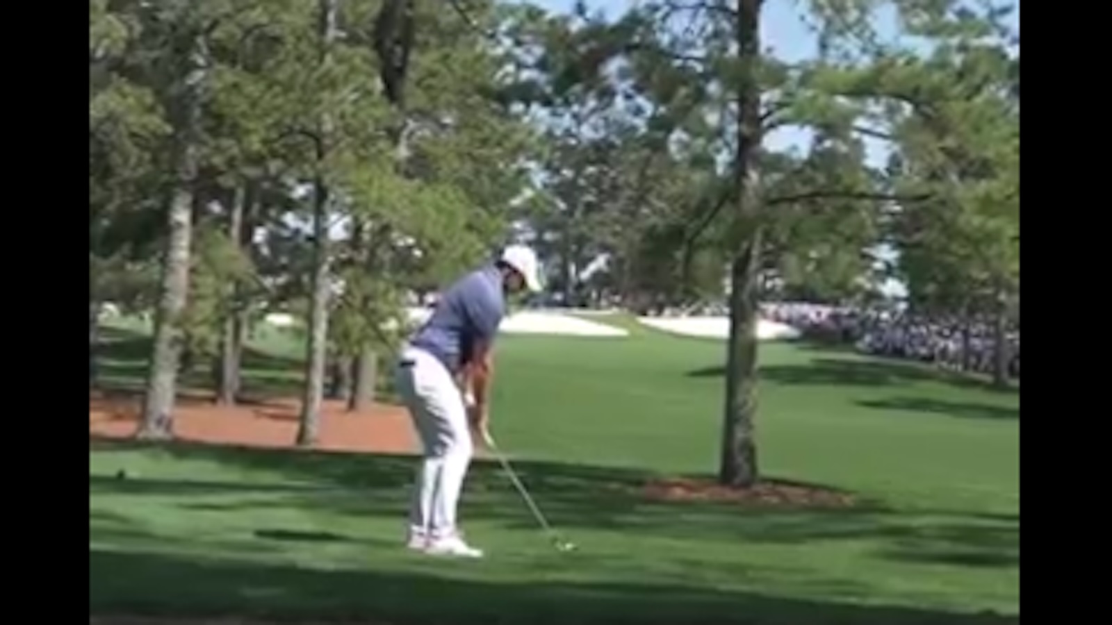 Rory McIlroy lines up a shot through some trees