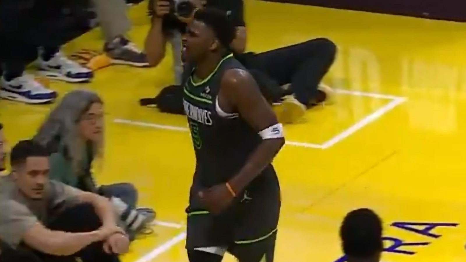 Anthony Edwards grimacing