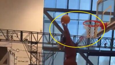 Ashton Jeanty dunking a basketball