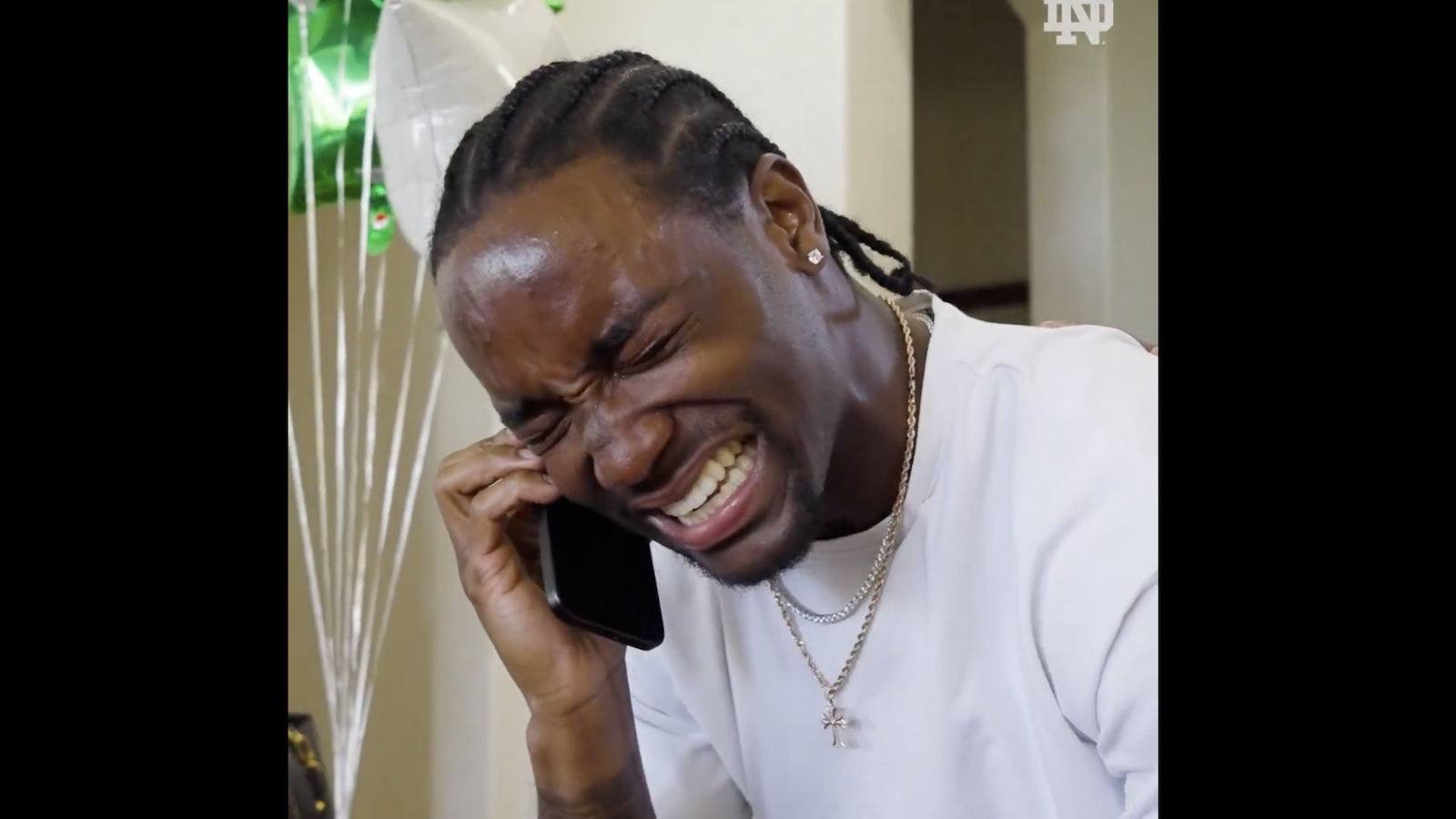 Notre Dame alum Benjamin Morrison in tears after his NFL draft call