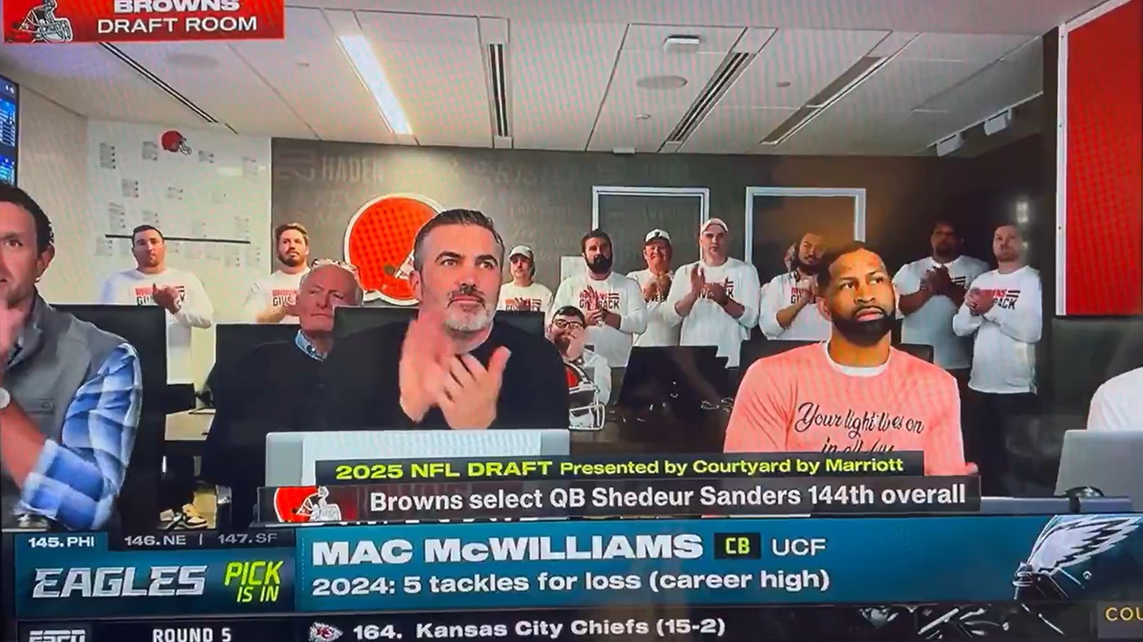 Browns draft room picking Shedeur Sanders