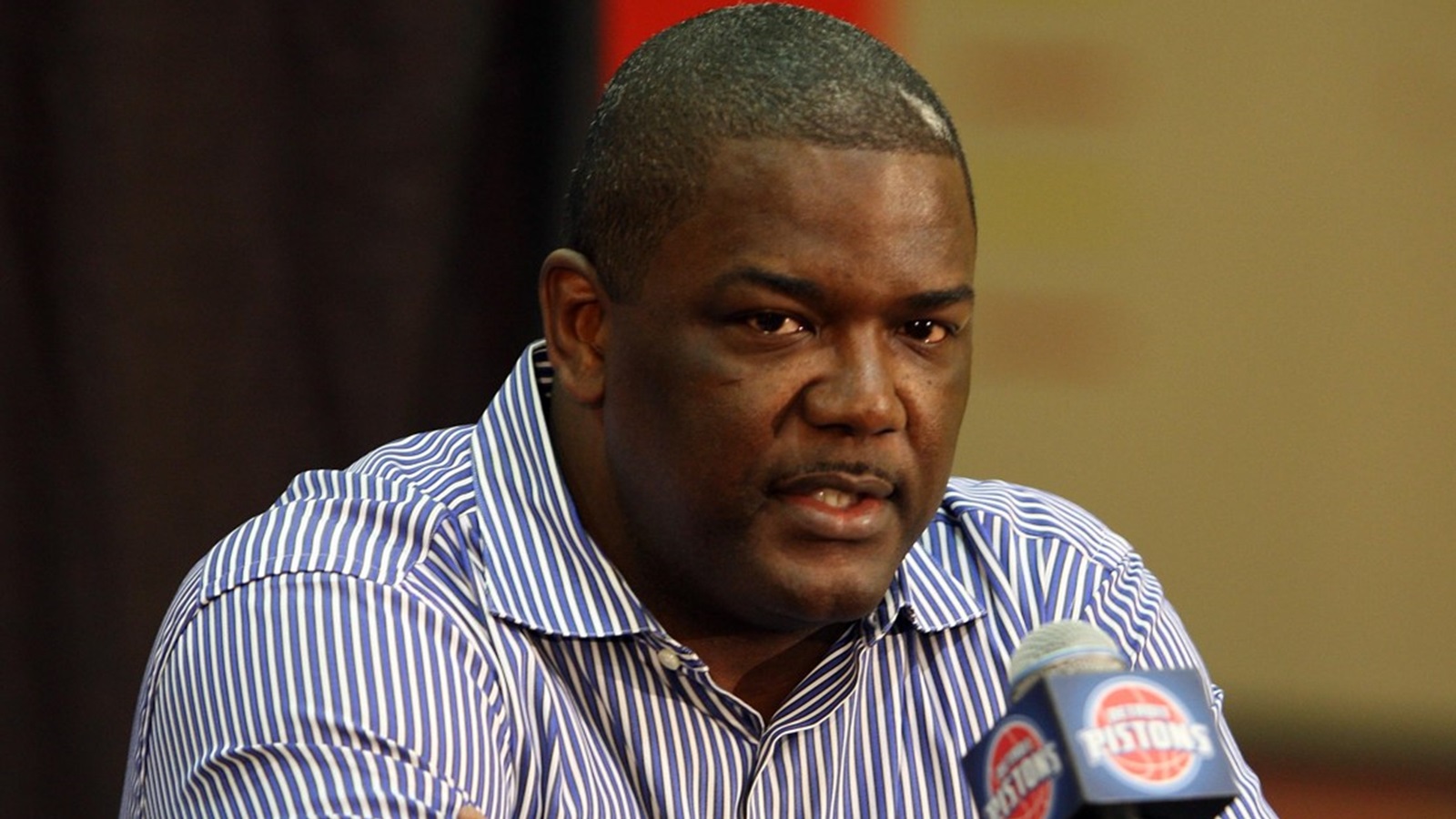 Joe Dumars speaking at a press conference