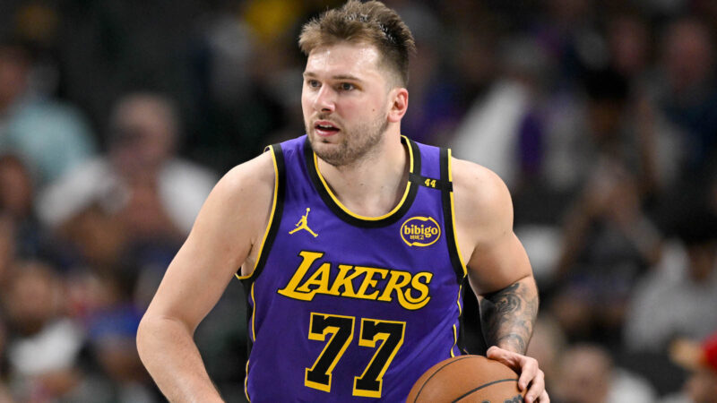 Luka Doncic in a Lakers uniform