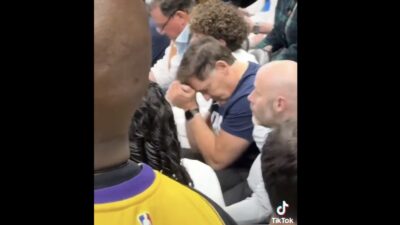 Mark Cuban looking upset during Luka Doncic's return game against the Mavericks