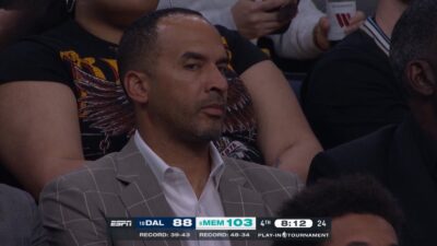 Mavericks GM Nico Harrison looking frustrated