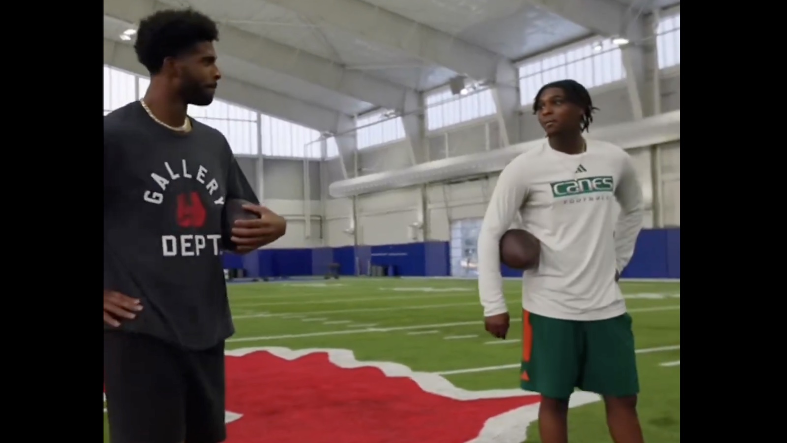 Shedeur Sanders and Cam Ward talking