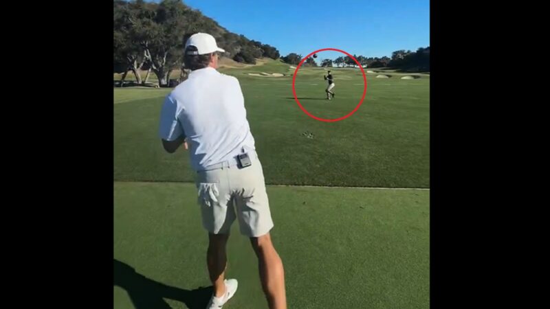 Matthew Stafford throws the ball to Bryson DeChambeau