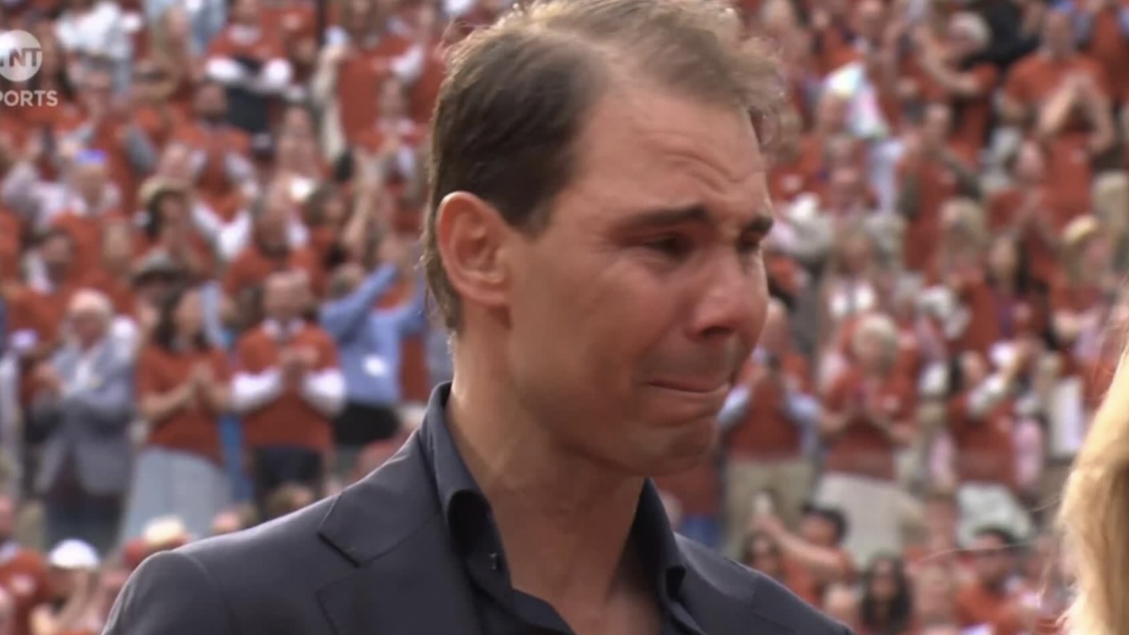 Rafael Nadal crying at the French Open