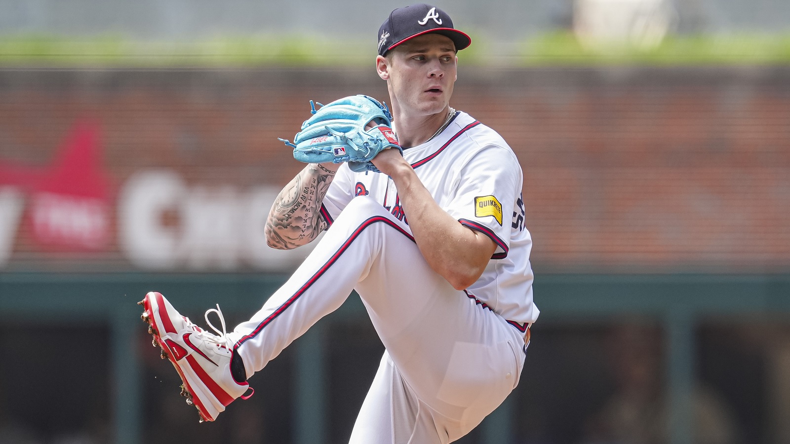 AJ Smith-Shawver in his leg kick