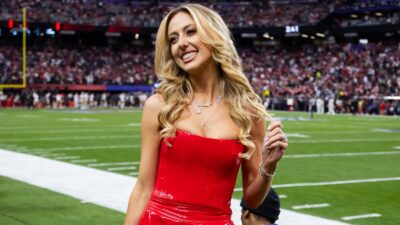 Brittany Mahomes in a red dress