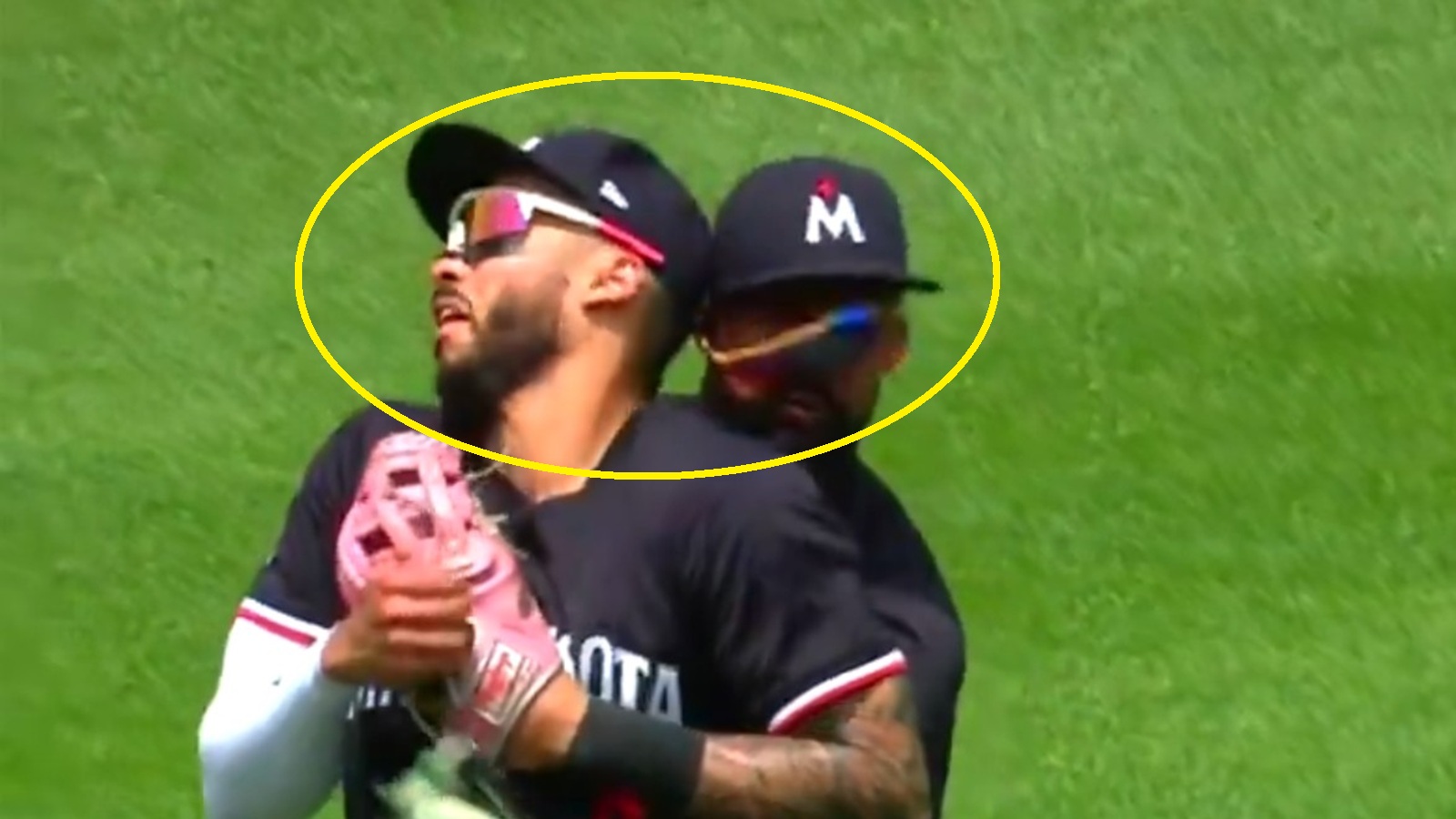 Carlos Correa and Byron Buxton colliding