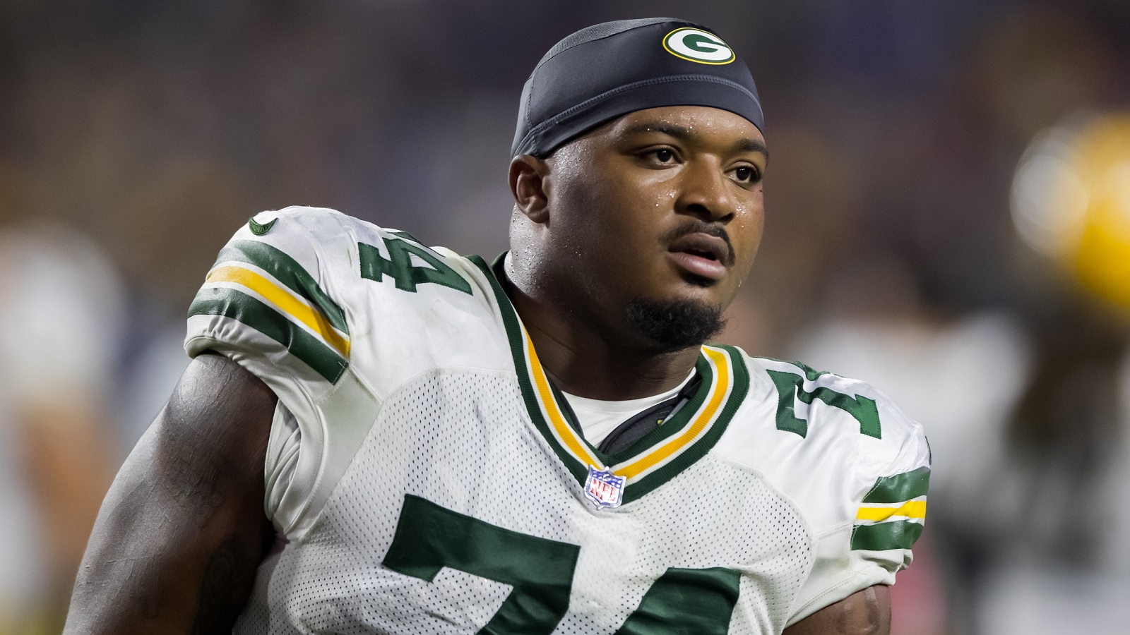 Elgton Jenkins in Packers gear