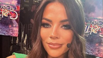 Jackie Redmond with a headset on