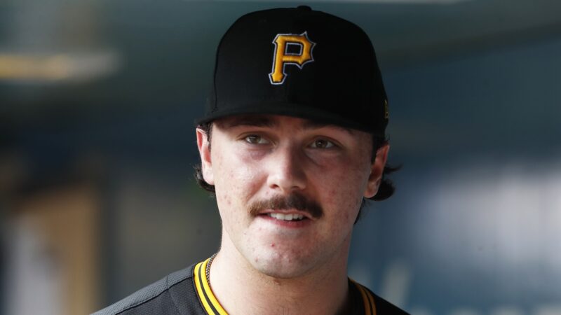 Paul Skenes in a Pirates hat