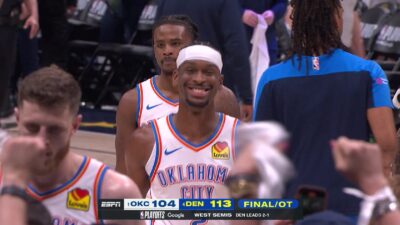 Shai Gilgeous-Alexander smiling after a loss