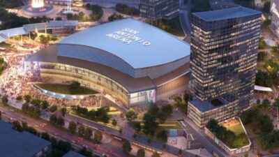 A mock up of the new Spurs arena