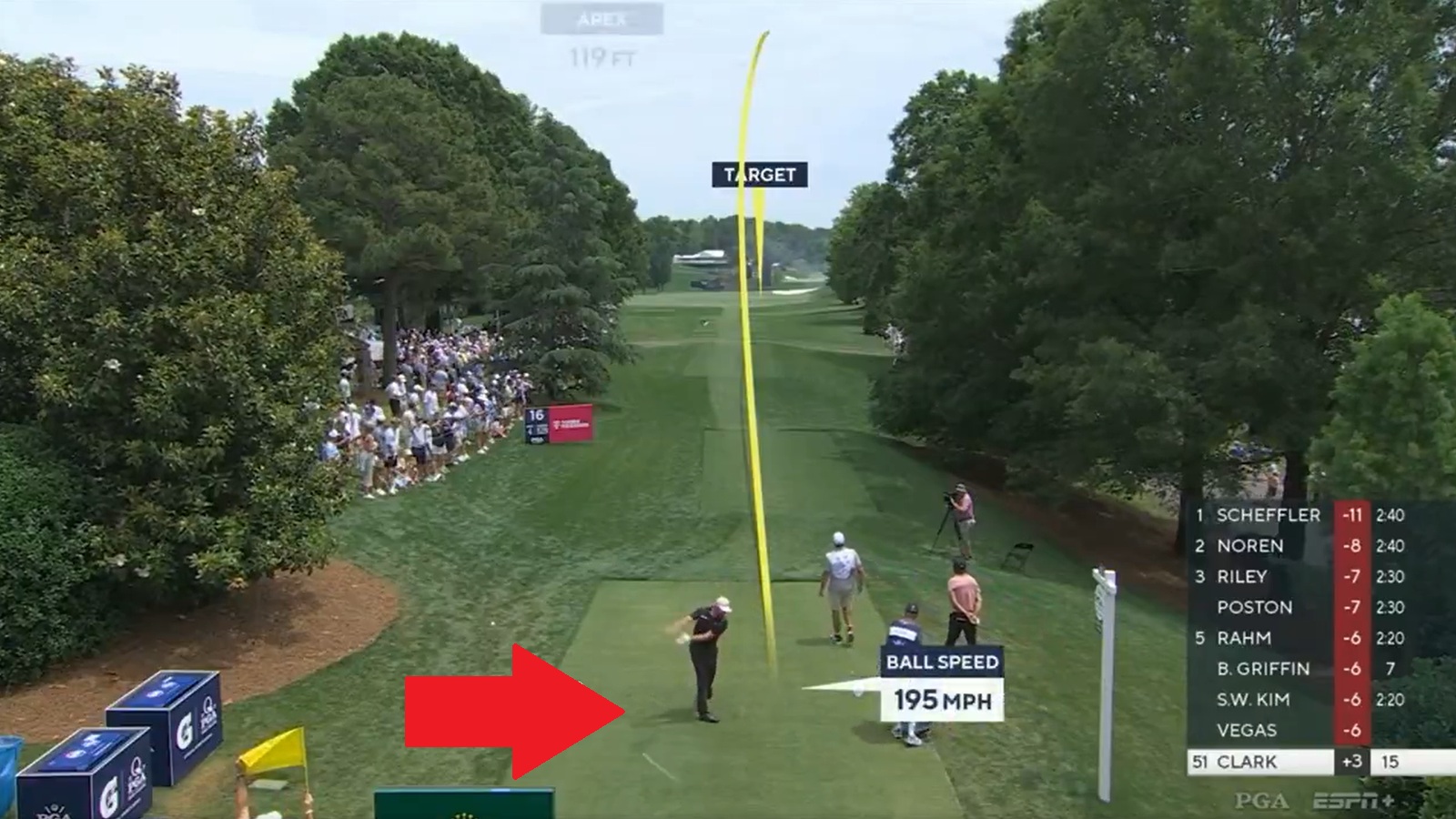 Wyndham Clark throwing his club