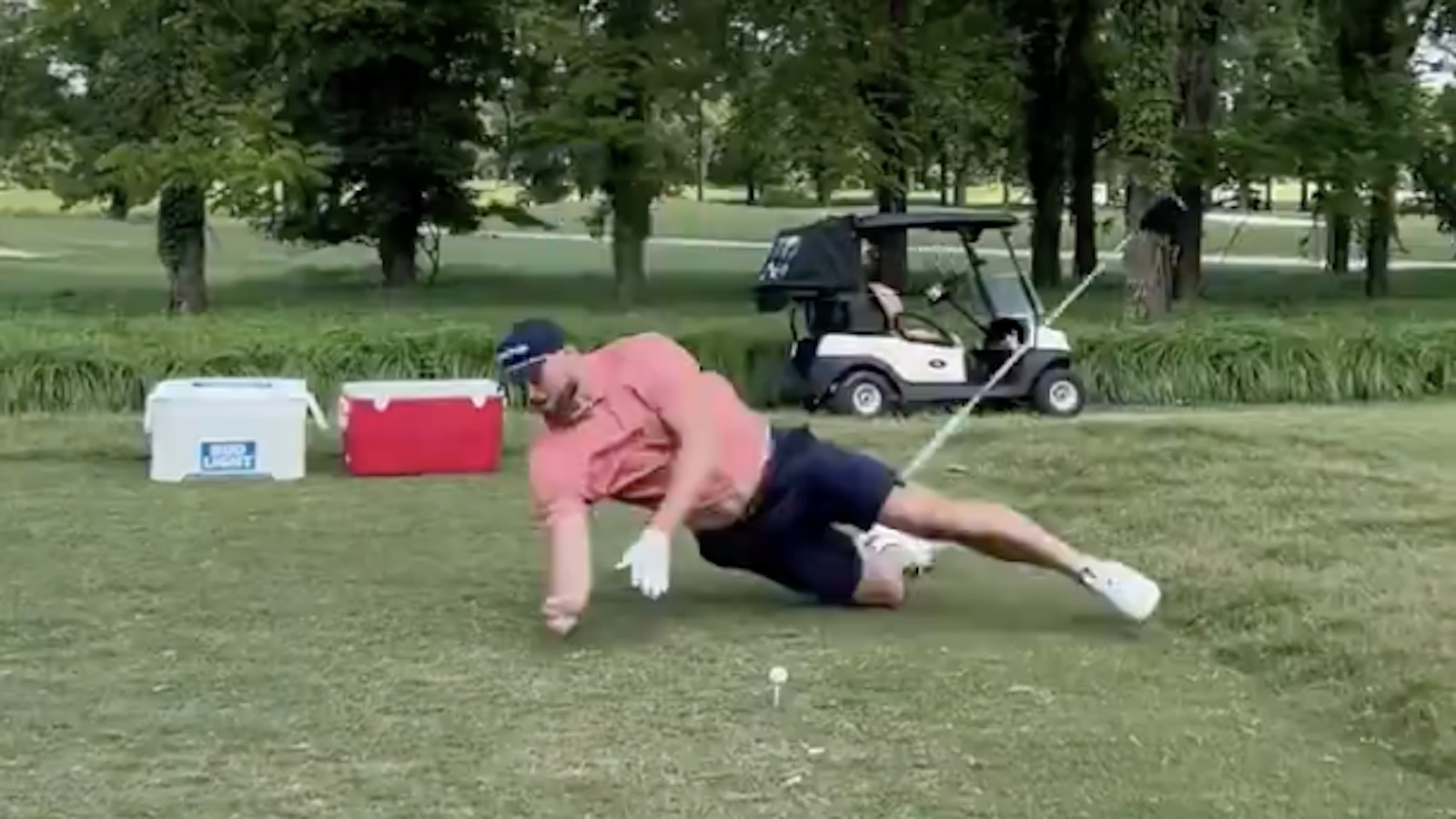 Brenden Bates tries the Happy Gilmore swing