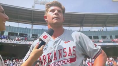 Gage Wood interviewed on the field