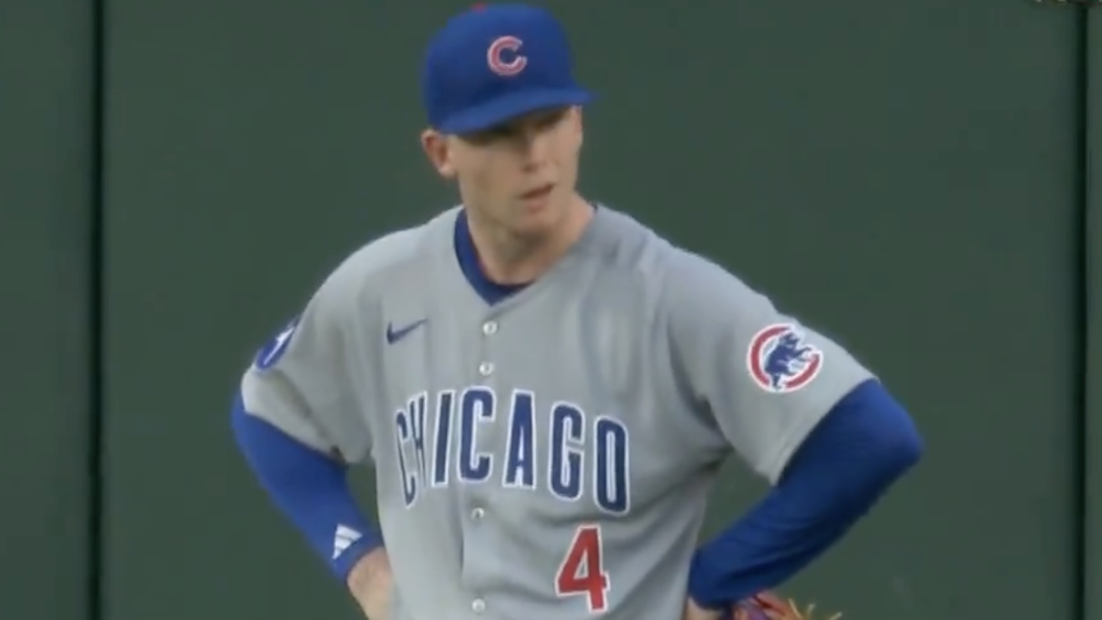 Pete Crow-Armstrong with his hands on his hips