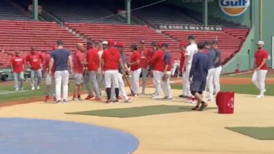 The Red Sox and Angels get into it before a game