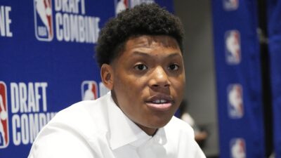 Ace Bailey speaking to the media