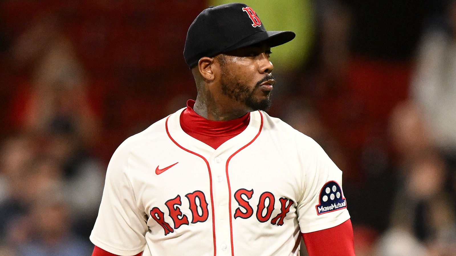 Aroldis Chapman pitching for the Red Sox