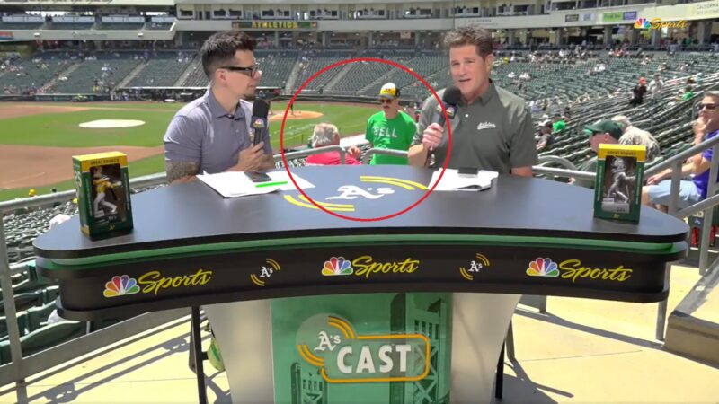 A's fan in trouble with security