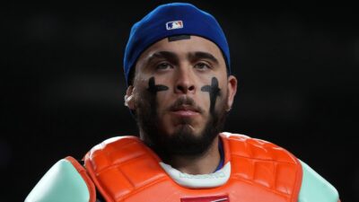 Francisco Alvarez in catching gear