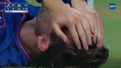 Griffin Canning on the ground in pain