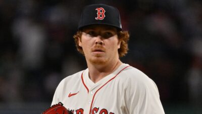 Hunter Dobbins pitching for the Red Sox