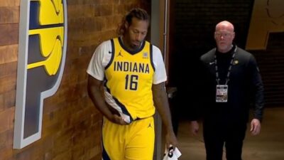 James Johnson walking to the locker room
