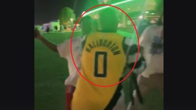 John Haliburton talking to Thunder fans