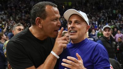 Marc Lore and Alex Rodriguez celebrating